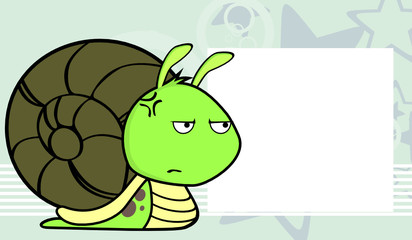 Grumpy snail cartoon expression background in vector format 