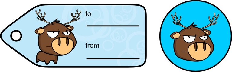 sweet little chubby deer cartoon exprression giftcard sticker in vector format