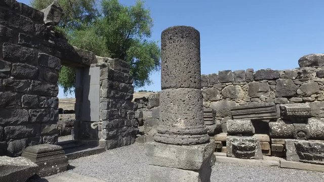 Black Column in Old Ruins in Israel
