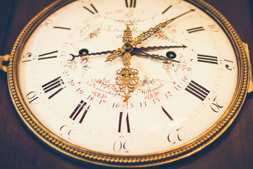 Vintage old clock closeup