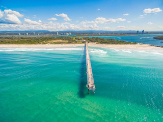 An aerial photo of the Sand Pumping Jetty at the Spit on the Gold Coast