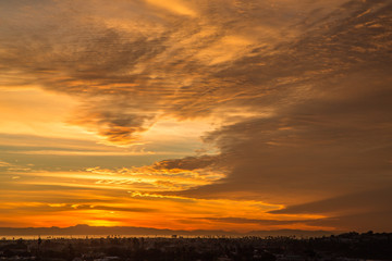 Orange Sunset Over the Channel Islands, Newport Beach, California