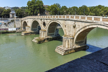 Amazing view of Tiber River and Ponte Sisto in city of Rome, Italy