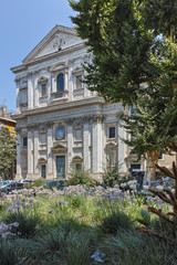 Fototapeta premium Sunset view of Basilica San Carlo ai Catinari in Rome, Italy