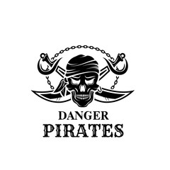 Vector pirate skull head icon for piracy flag
