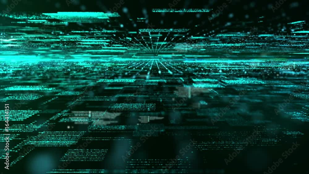Leinwandbilder Digital cyber space particles for head up display and User Interface background element