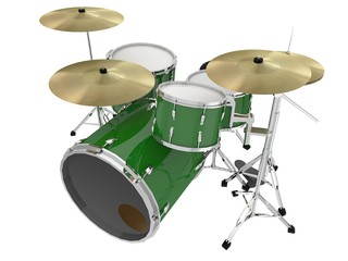 isolated green drums perspective view 1