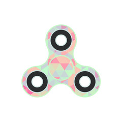 Fidget spinner vector illustration, isolated flat design of a popular toy in holographic and iridescent fresh colors.
