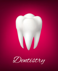 Vector 3D white tooth for dentistry poster