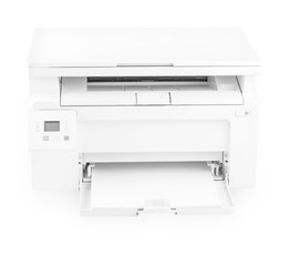 Modern white printer isolated on white