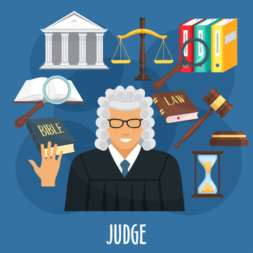 Vector poster of judge profession or advocacy