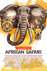 Naklejka premium African safari hunting season club vector poster