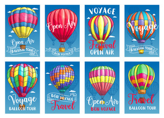 Obraz premium Vector posters for hot air balloon tour or show