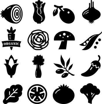 Vegetables Icon - Black Series