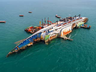 Boat crashes in the sea, cruise ship ,accident ,Shipwreck