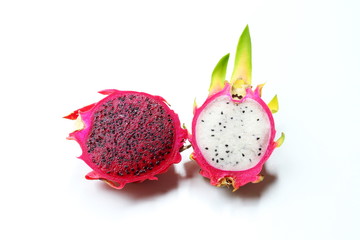 White and red dragon fruits
