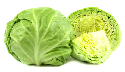 Fototapeta premium Cut cabbage on white background