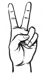 Hand showing a victory sign