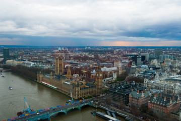 Fototapeta na wymiar Aerial view Houses of Parliament - London England