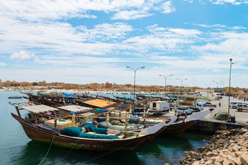 Fototapeta na wymiar Fishing boats -Sohar, Oman