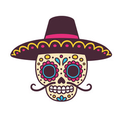 cartoon Mexican skull