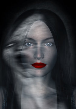 3d illustration of woman in beauty and the dark side