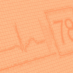 Orange medical scientific abstract background with cardiogram and patient life indicators