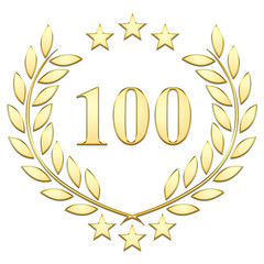 Lauriers 3 étoiles, 100, gold sur fond blanc 