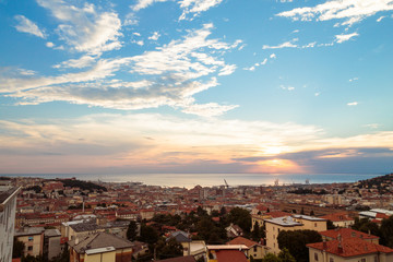 sunset on the city of Trieste