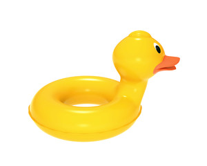 Swimming ring in shape of duck with clipping path