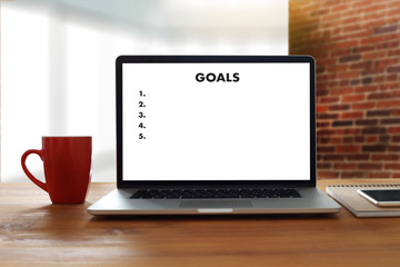 Fototapeta premium MY GOALS Handwriting of motivational memo written Target Success Aspiration
