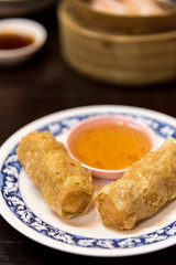Deep Fried Tofu Skin Rolls with Shrimps.