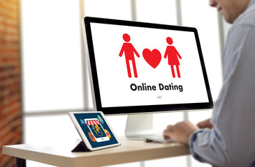  Online Dating match love man and woman and a heart, Internet Dating Digital Matchmaking