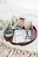 Relaxing or working at home concept