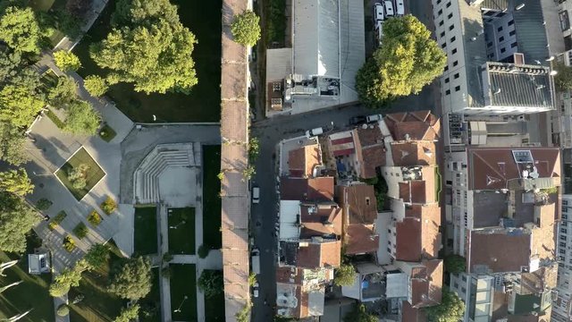 Aerial view. Aqueduct of Valente in Istanbul. Bozdojan Kemeri. Roman bridge. Turkey. Shot in 4K (ultra-high definition (UHD)).
