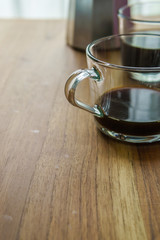 glass cups and moka pot