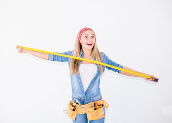 Happy woman with a measuring tape