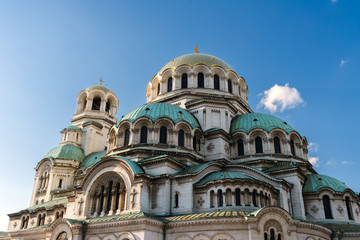 Fototapeta na wymiar Aleksander Nevski cathedral with blue sky, Sofia, Bulgaria, Europe
