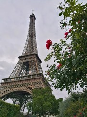 Romantic landscape of Eiffel tower during summer