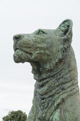 LARGE BRONZE LION STATUE SCULPTURE, GREEN