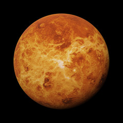 planet Venus isolated on black background