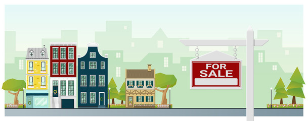 Real estate investment background with house for sale , vector , illustration