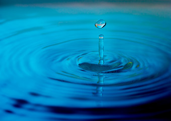 Naklejka na ściany i meble water drop splash on a blue background