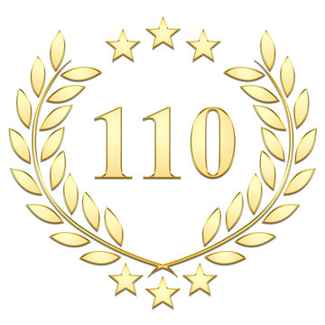 Lauriers 3 &eacute;toiles, 110, gold sur fond blanc 