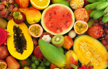 Tropical fruits background