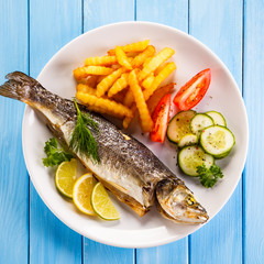 Fish dish - fried fish fillet with vegetables 