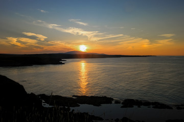 Dramatic sunset landscape with clouds on the beach Sinemorets, Bulgaria
