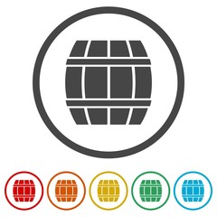 Simple Wooden Barrel icons set Vector - Illustration 