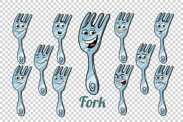diner fork emotions characters collection set
