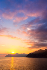 Sunset at the seaside in Manarola
